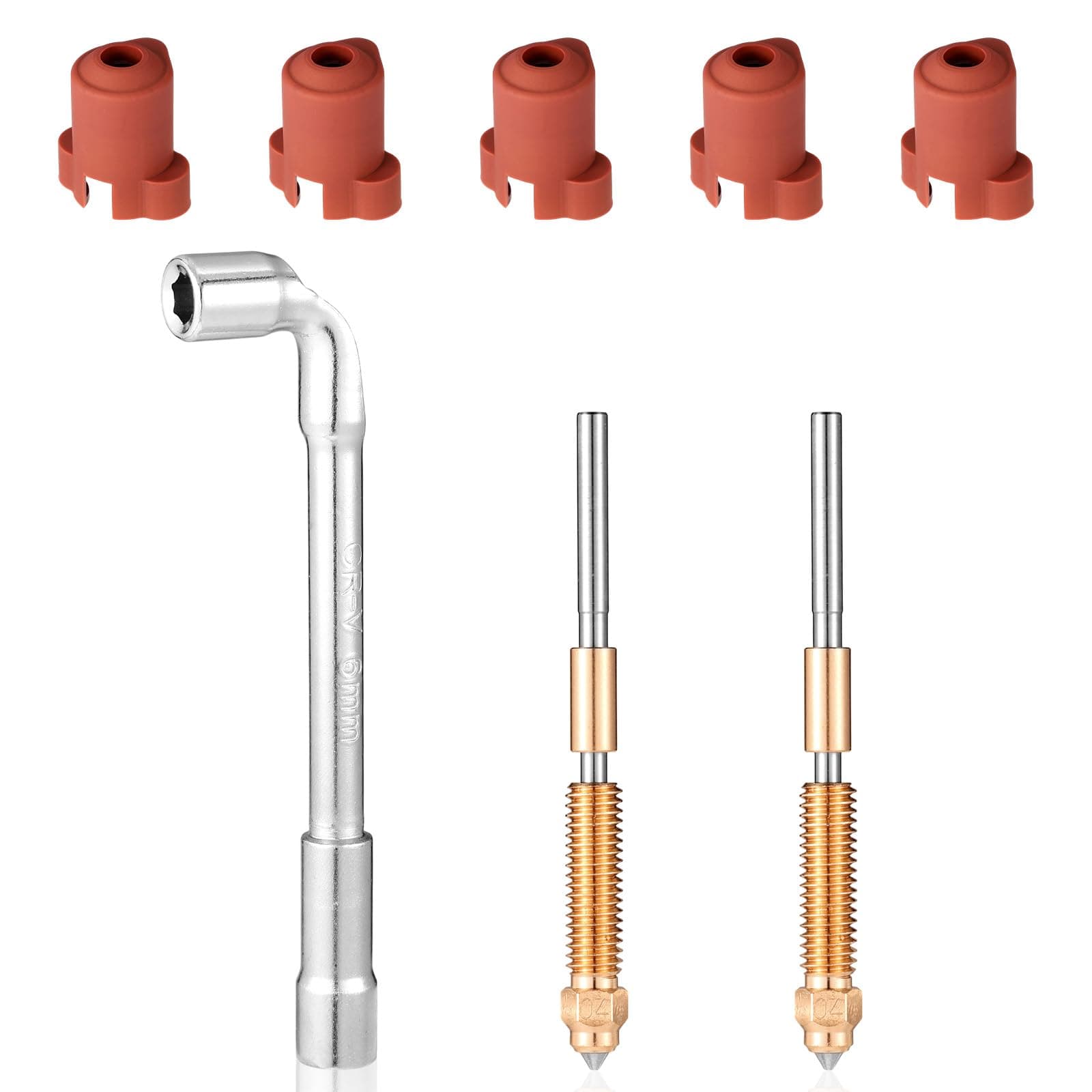 Nozzle Kit for Creality, Including 2 Nozzles 5 Silicone Socks and 1 Wrench Practical 3D Printer Accessories Compatible with Creality K1/K1C/K1 SE