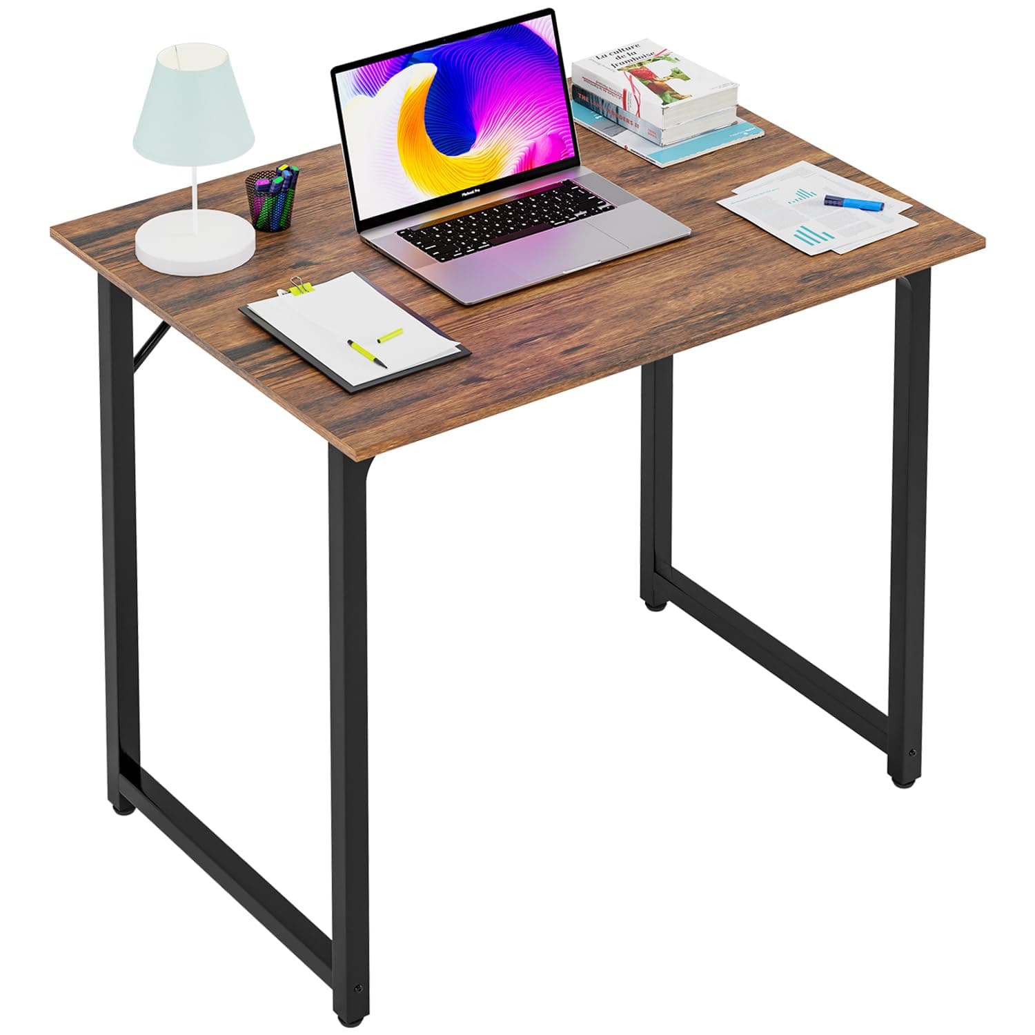 PayLessHere 80 CM Computer Desk,Office Desk with Metal Frame,Modern Simple Style for Home Office Study,Writing for Small Space,Vintage