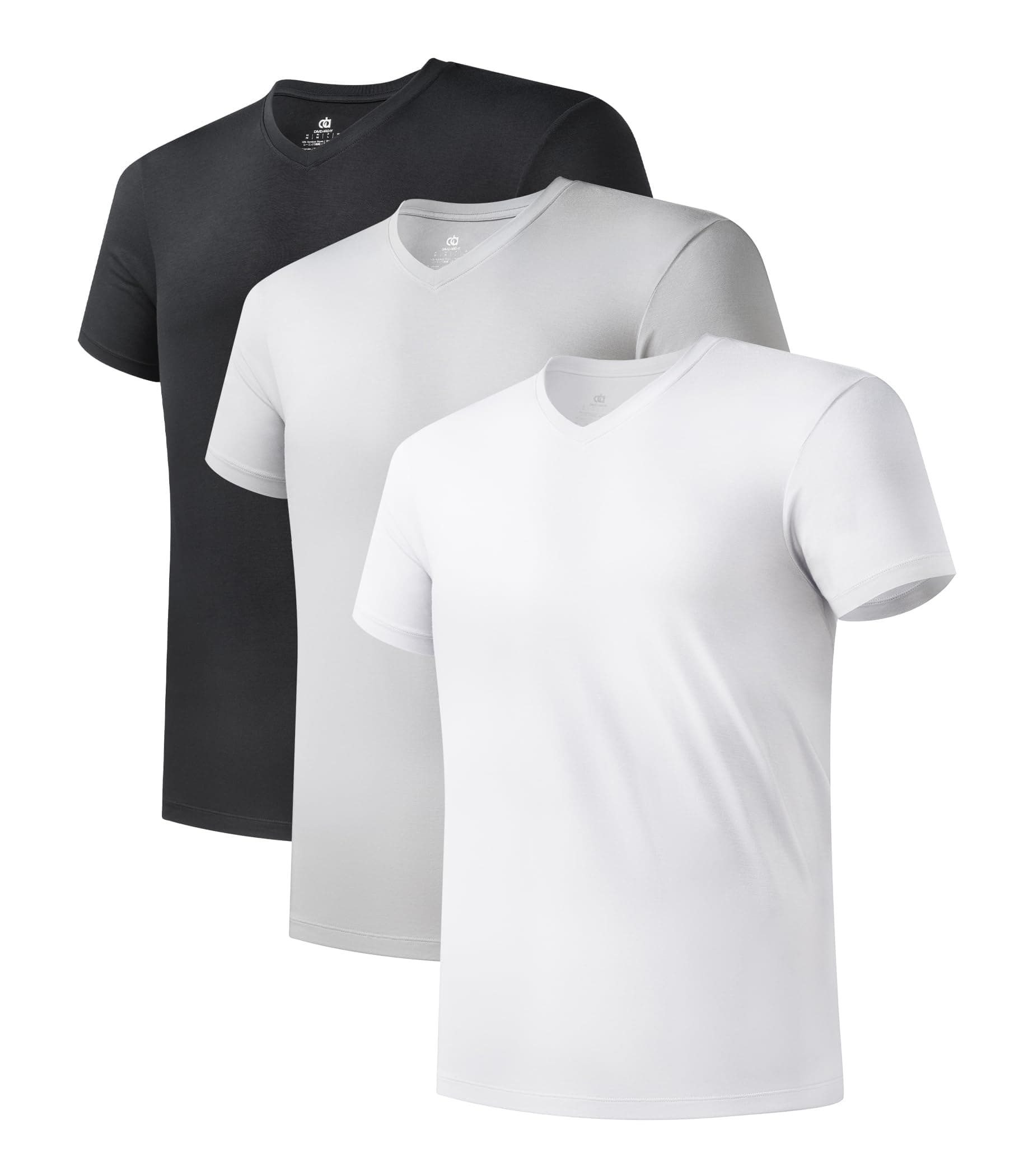 DAVID ARCHY Men's Undershirt Short Sleeves Bamboo Cool Fresh T Shirts Breathable Moisture-Wicking Soft Vest Tees for Men Fit Classic Top 3-Pack