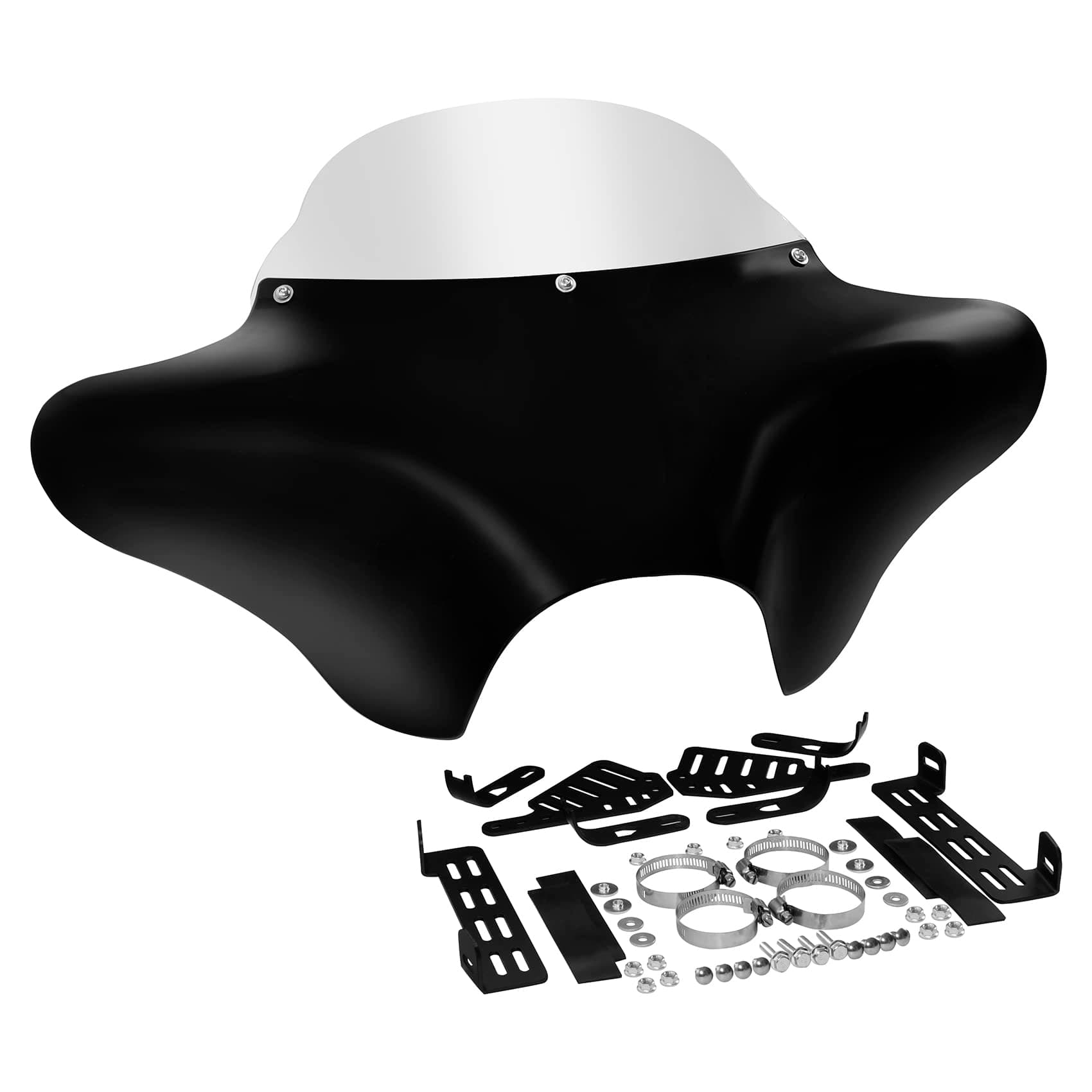TCT-MOTORPARTS ABS Front Outer Batwing Fairing Windscreen w/Mount Blacket Fit For Harley Touring Softail Dyna Road King 1994-2016 Fat Boy Street Bob Yamaha V Star 650 1100 classic Suzuki