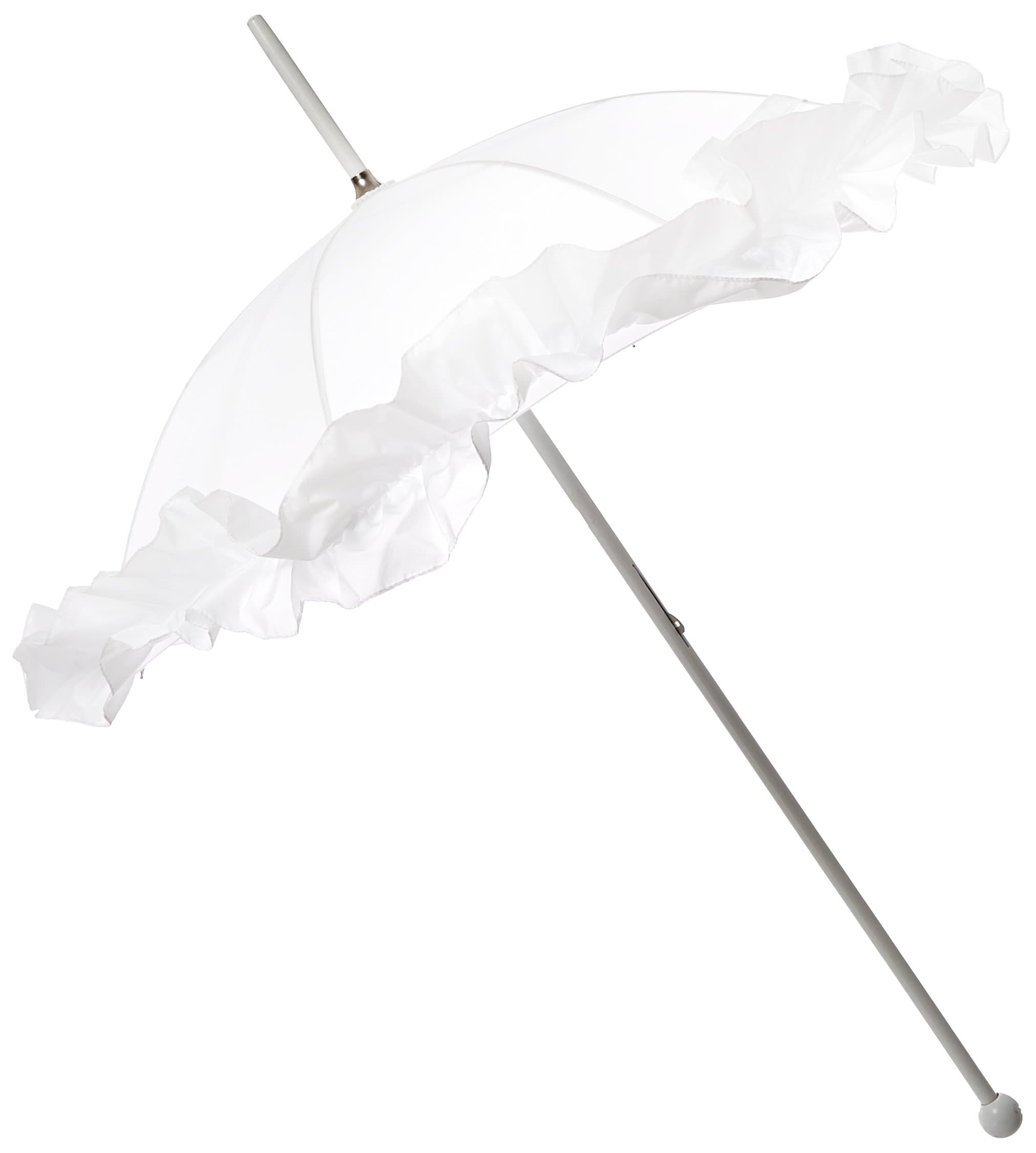 Leighton Wedding Parasol Ruffled, White, One Size