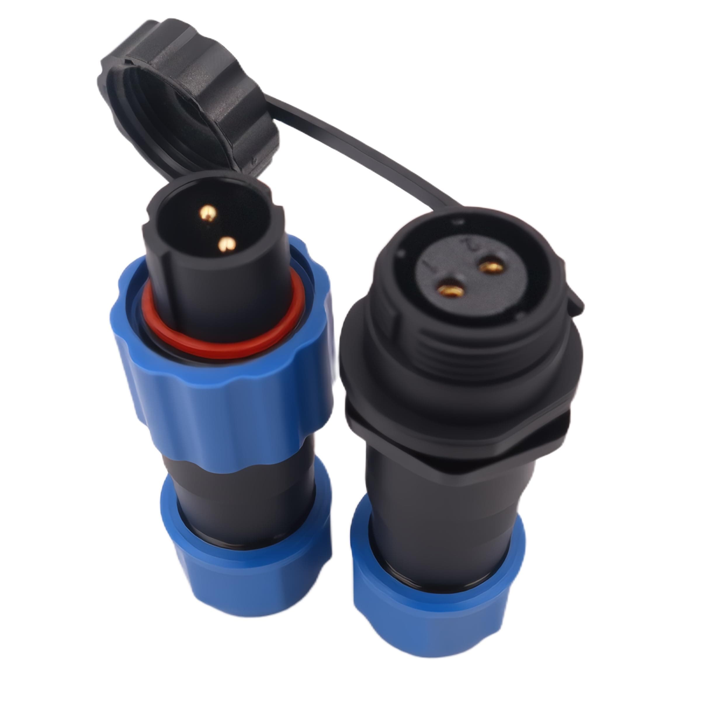 Elecbee SP13 Series Aviation Waterproof Connector - Industrial Plug Socket, Circular Cable IP68 Male Plug Female Socket, In-Line Type One Pair 2 Pin With Waterproof Cover