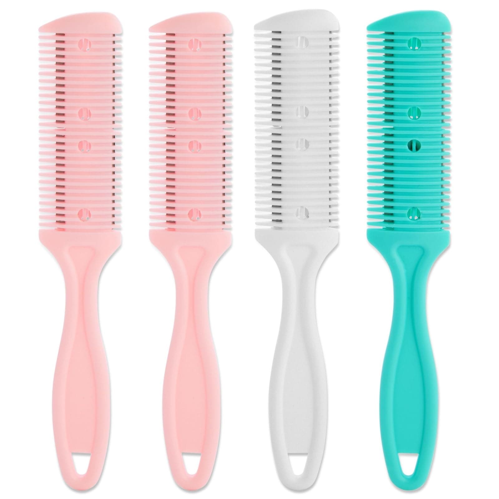 Glamlily Hair Thinning Razor Comb Set - Split End Trimmer - Effortless Thinning Comb - Pack of 4-7.1 x 1.2 in - Assorted Colors
