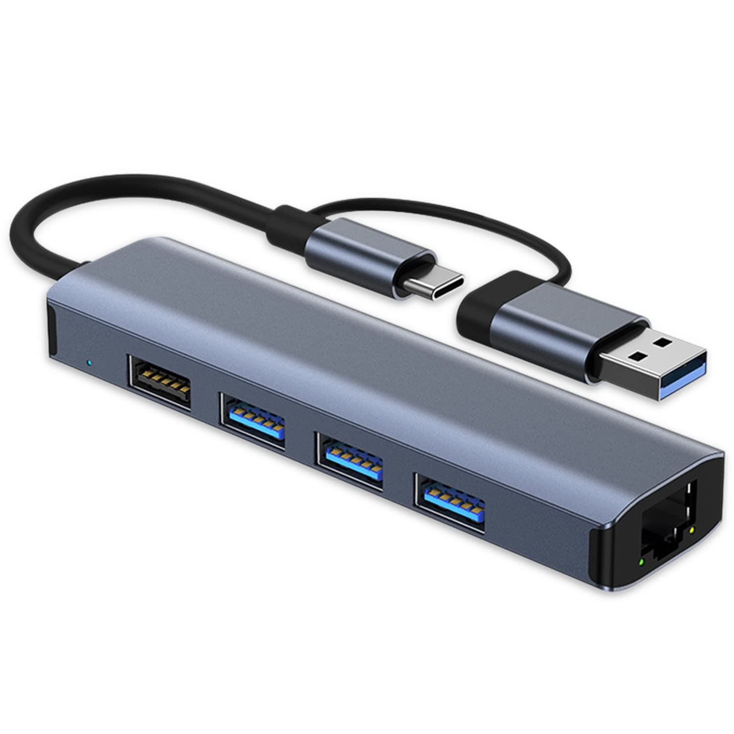 USB C Hub, 5 in 1 USB 3.0 and Type C Hub Multiport Adapter with Ethernet Gigabit Network Converter RJ45 LAN Ethernet Adapter USB C Hub Compatible with MacBook, iMAC, Surface Pro, Huawei