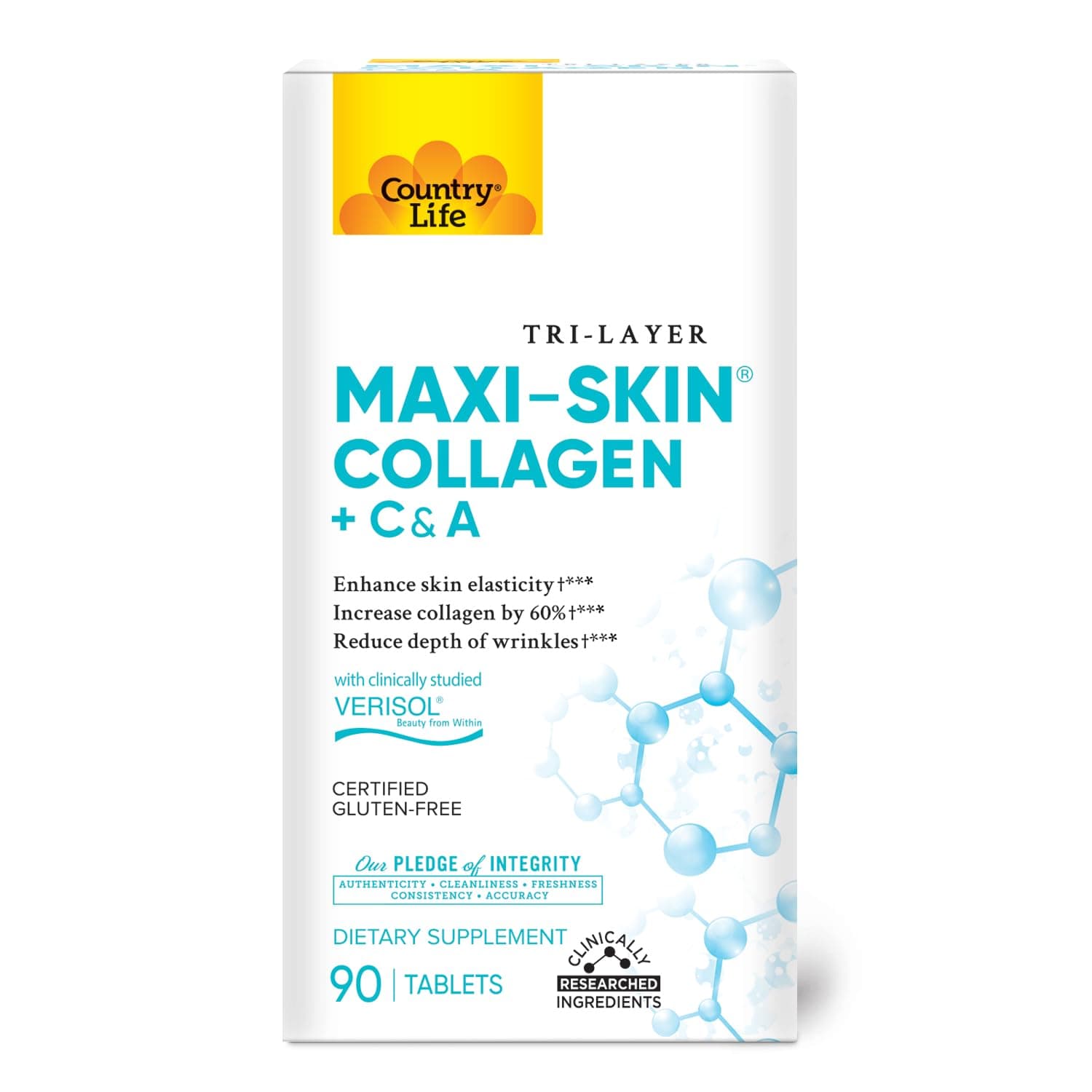 Tri Layer Maxi-Skin, Collagen Plus C&A, 90 Tablets