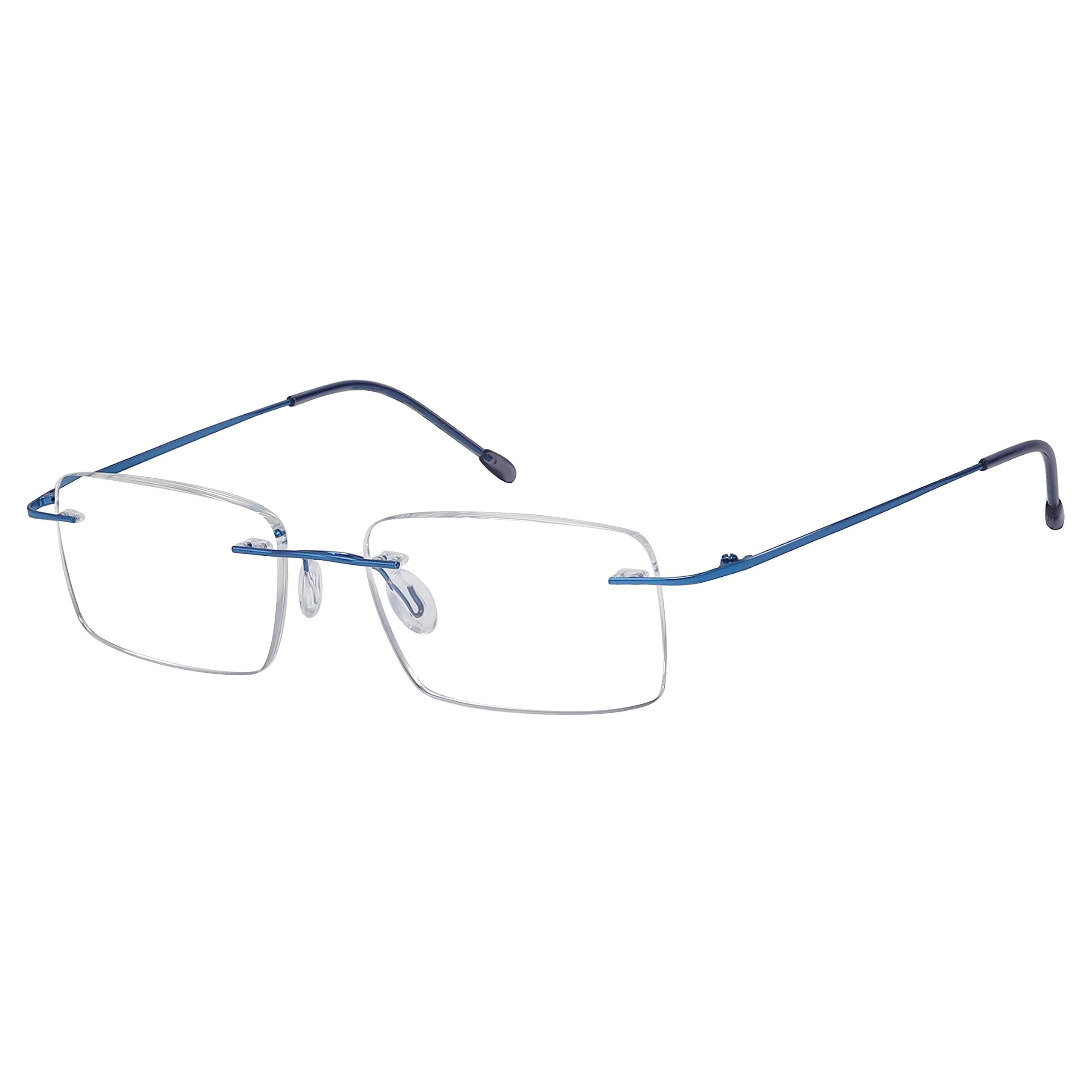 Eyekepper Frameless Reading Glasses for Men Reading - Rectangle Rimless Reader Eyeglasses Blue +1.00