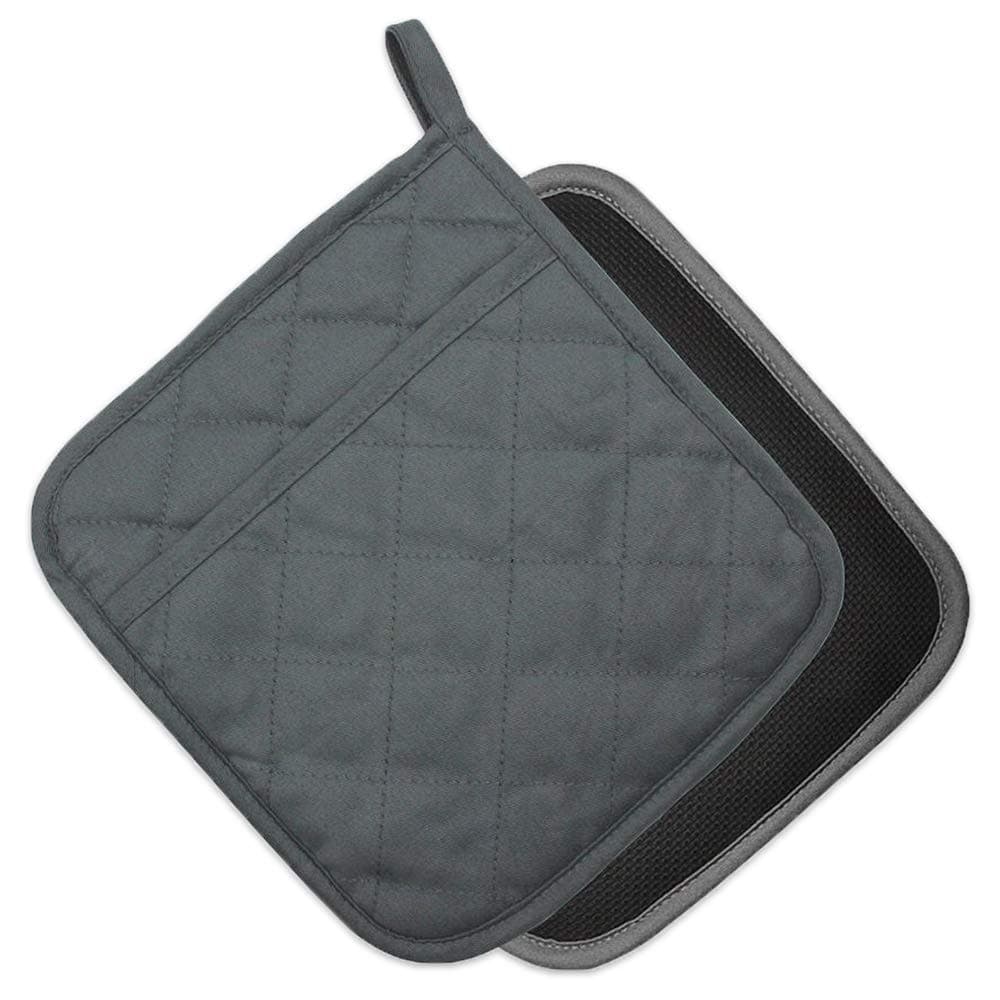 2 PCS Gray Pot Holders Sets for Kitchen Heat Resistant Oven Hot Pads with Pockets Non Slip Soft Grip Potholders for Baking Cooking 8"x8.5"