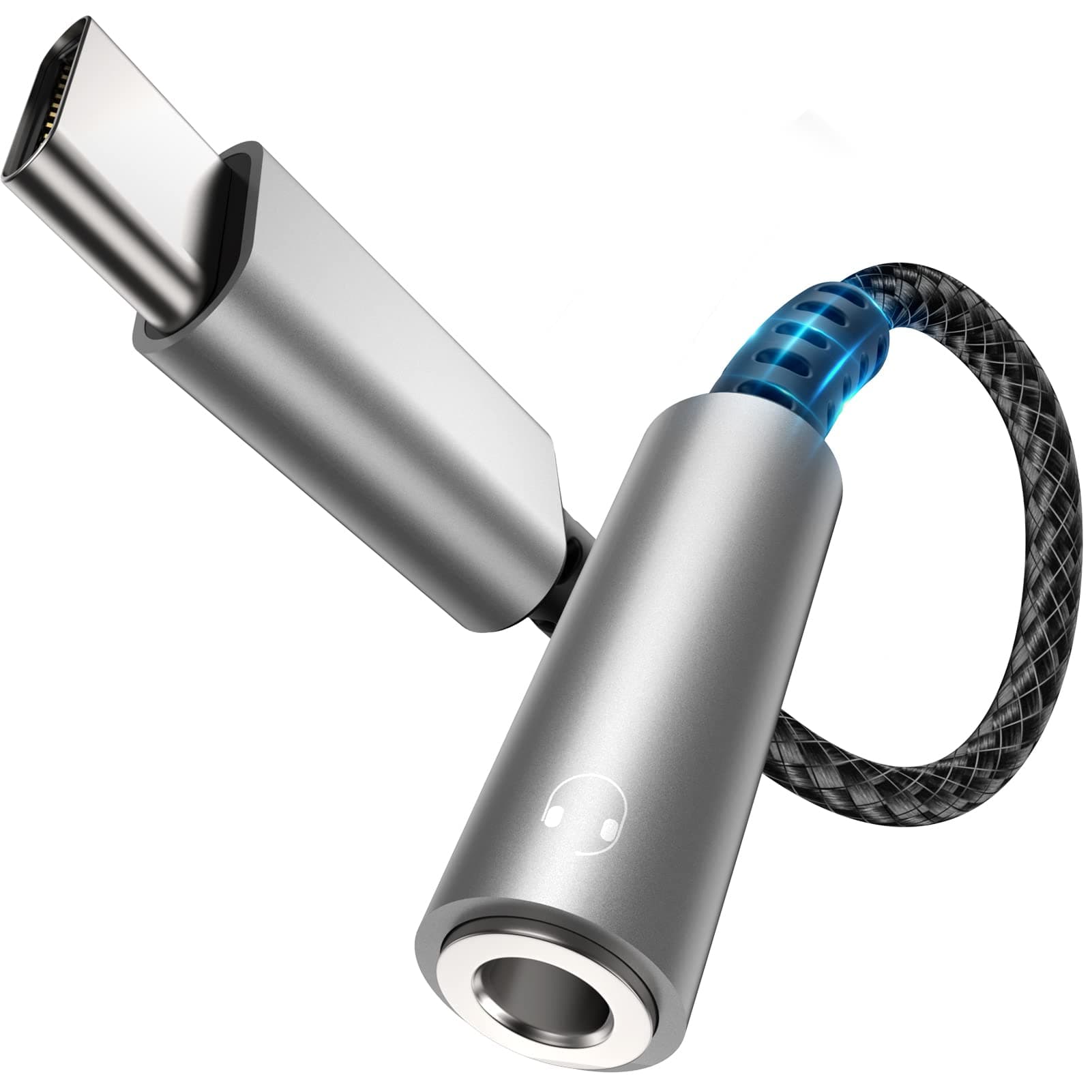 bakibo USB C to 3.5mm Jack Adapter, Aux USB C to Jack 3.5 Audio Adapter Earphone Type C with DAC Compatible with Sam Sung Galaxy S22 S21 S20, i Pad Pro, MacBook, Pixel, Note 20/10-Silver