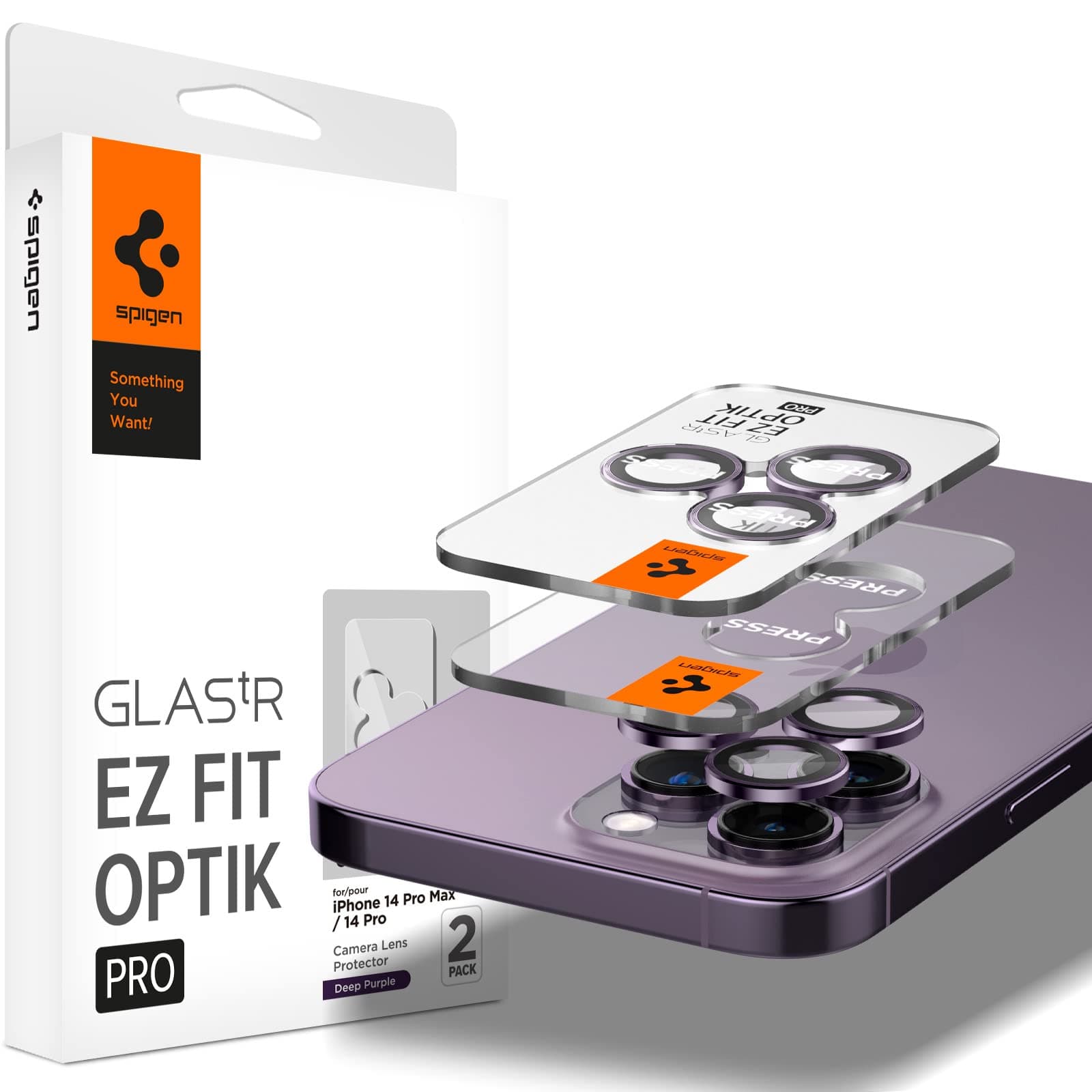 Camera Lens Screen Protector [GlasTR EZ Fit Optik Pro] Designed for iPhone 14 Pro Max/iPhone 14 Pro [Case Friendly] - Deep Purple [2 Pack]