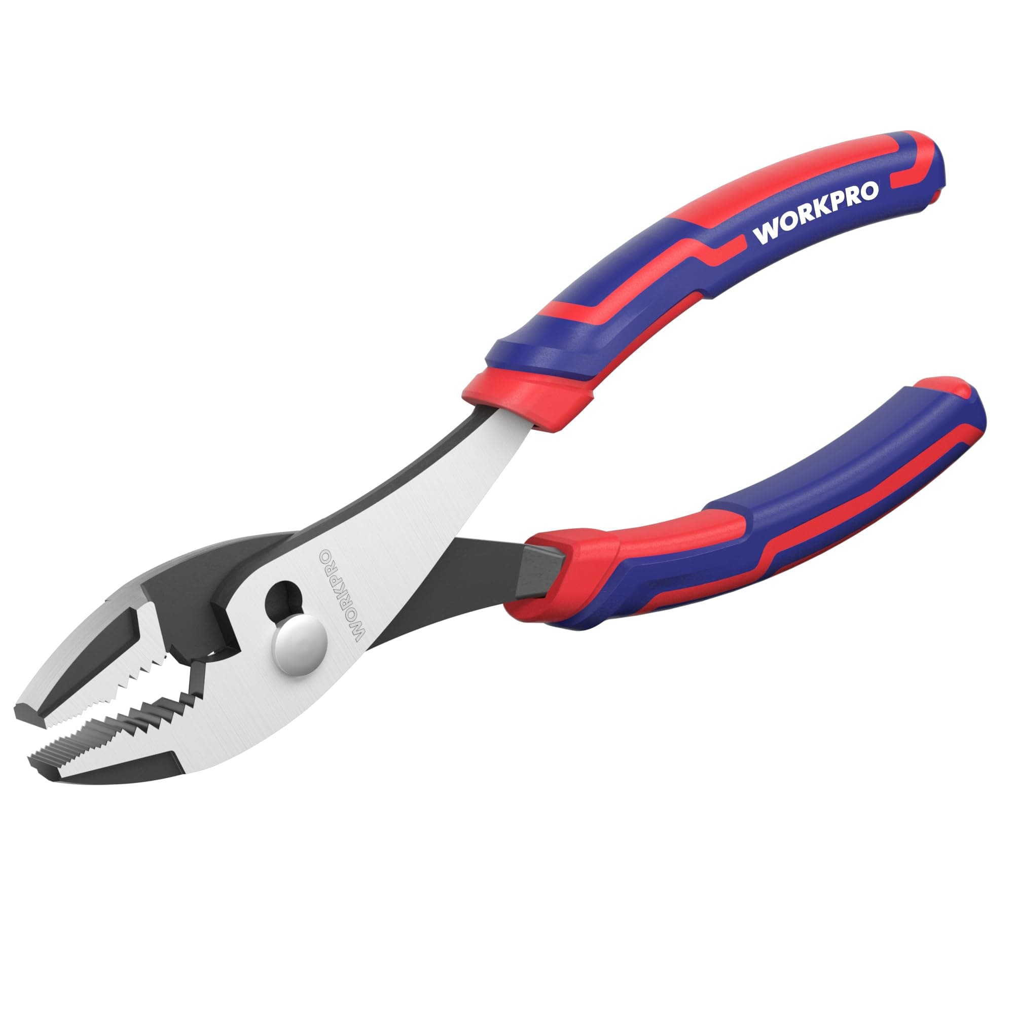 8” Slip Joint Pliers Tool, Large Soft Grip,Rust Prevention Finish, 3-Zone Serrated Jaw Forged from High Carbon Steel for Maximum Grip