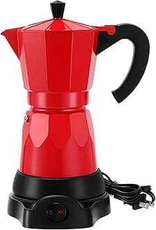 Coffee Pot 6 Cup Electric Espresso Coffee Maker Italian Moka Maker 300ml Portable Aluminum Espresso Machine Cafetera Moka Pot with Detachable Base, Gift for Home Travel(Red)