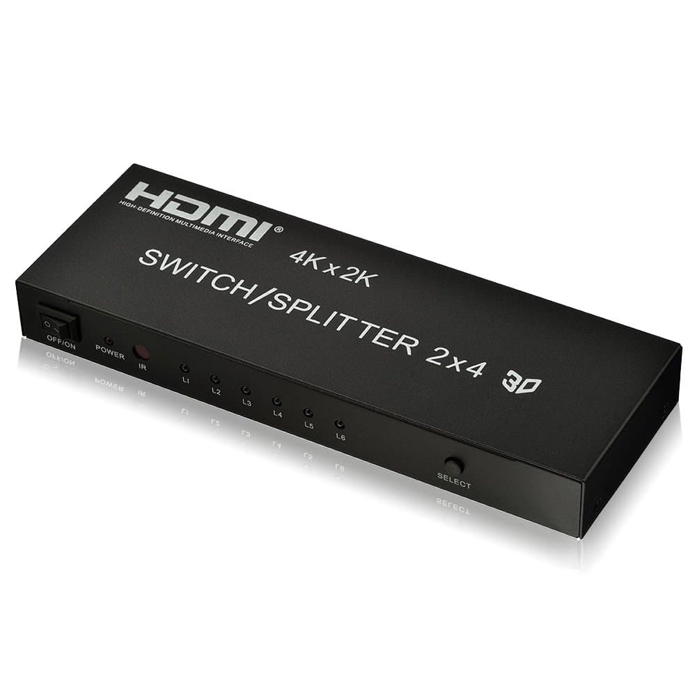 YINGLUN 2x4 HDMI Matrix Switch + Splitter 4K 2 input 4 output support Full HD 1080P 3D Audio out with IR Remote Power Adapter for PS4 HDTV Xbox