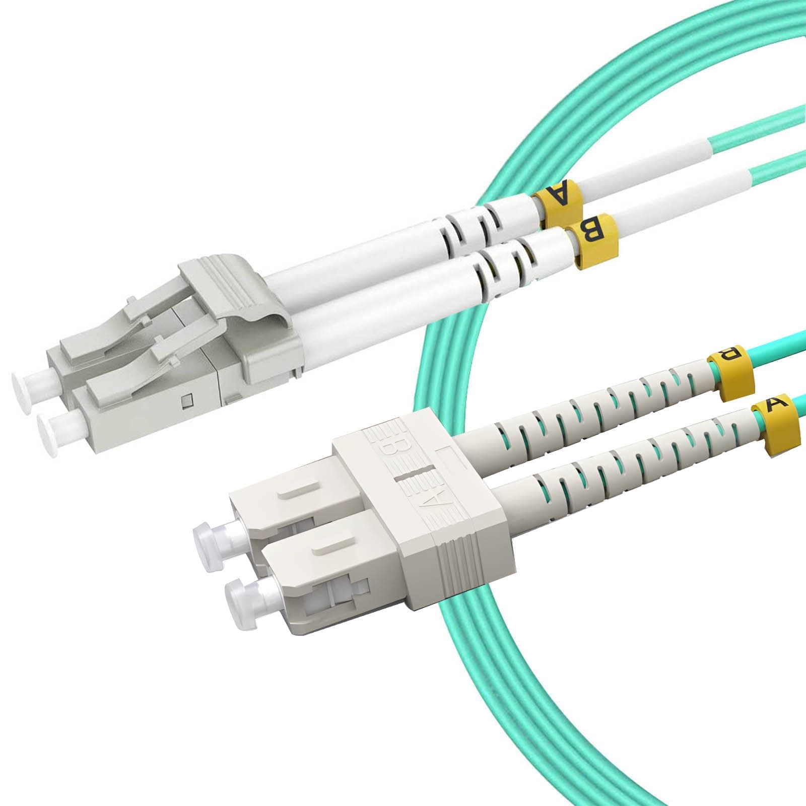 5Pack 1m/3ft OM3 SC LC Fiber Patch Cable, OM3 Multimode Fiber Mode Patch Cord Duplex 10G LSZH 50/125µm