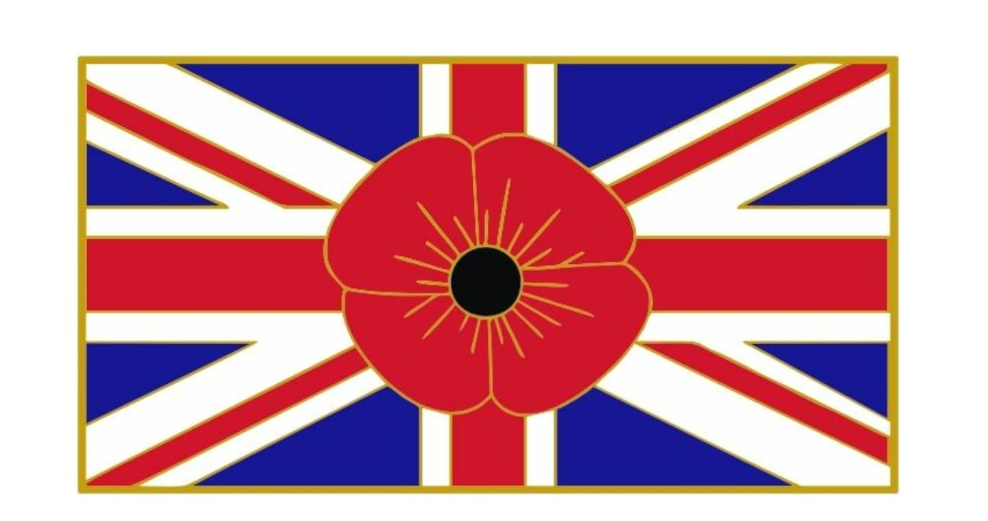RED FLOWER UNION FLAG PIN