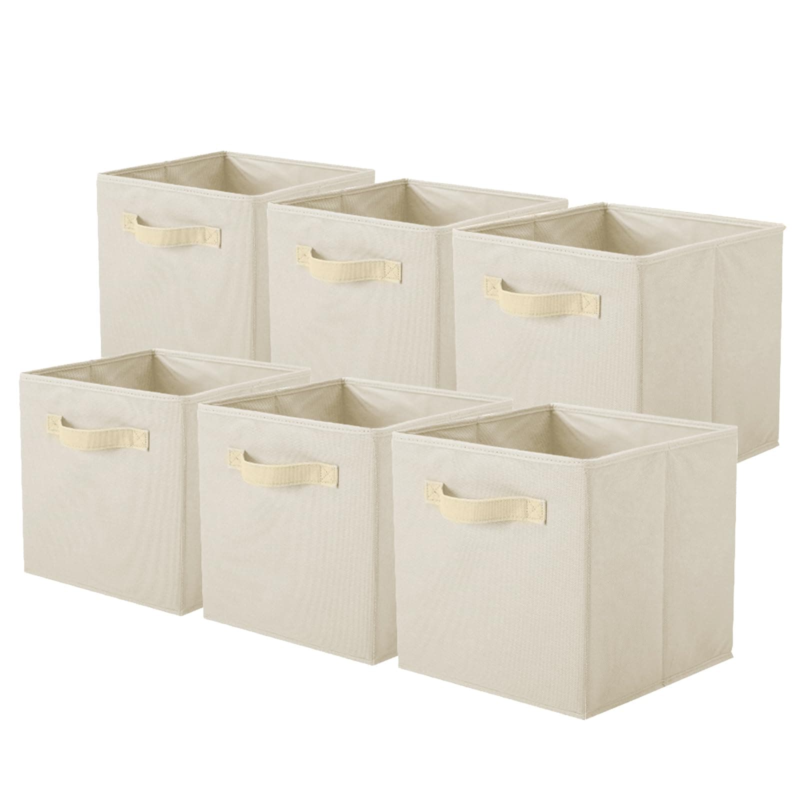ShellKingdom Foldable Fabric Storage Cubes And Cloth Organizer Drawer For Closet And Toys, 6 Pack (Beige)