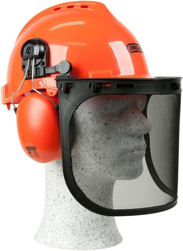 Oregon Protect chainsaw Safety Helmet with Protective Ear Muff and Mesh Visor