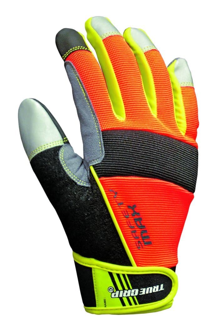 True Grip 9842-23 Medium Safety Max Gloves with Touchscreen Fingers - Orange/Black