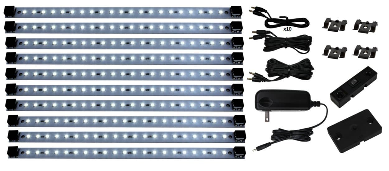 Inspired LED Super Deluxe Pro Series 21 LED Kit Under Cabinet Lighting | 24 Watt 12V DC | Cool White ~6000 K 165 lm/ft