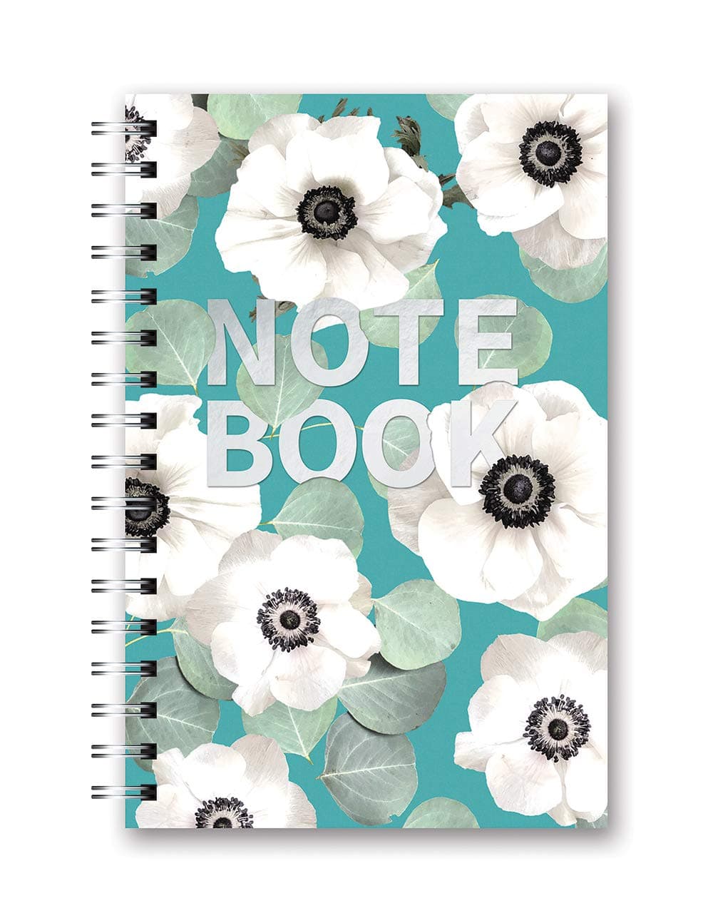Medium Hardcover Spiral Notebook by Studio Oh! - White Flowers on Slate Blue - 5.75" x 8.75" - Durable Wire-O Lay-Flat Binding, Full-Color Art Rigid Cover & 160 Lined Pages