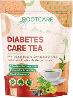Rootcare Organics Diabetes Care Green Tea | Herbal Green Tea For Diabetic Patients | Pure Organic Herbal Blend for Blood Sugar Control Support Naturaly | 100% Organic Ayurvedic | Pack Of 1 Month 100g