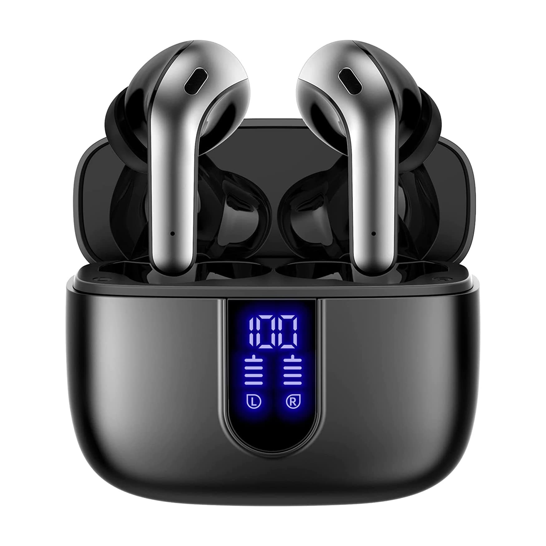 Bluetooth Headphones True Wireless Earbuds 60H Playback LED Power Display Earphones IPX5 Waterproof in-Ear Earbuds with Mic for TV Smart Phone Computer Laptop Sports