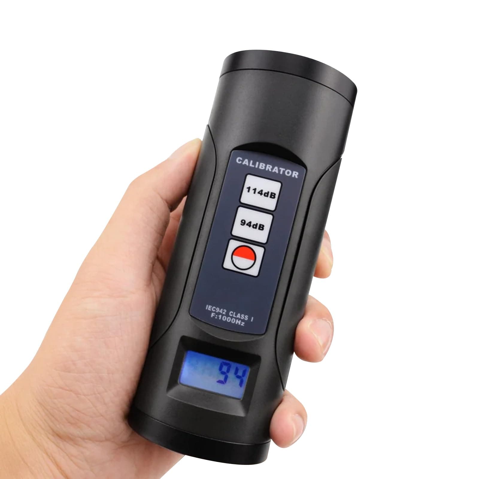 Digital Sound Level Meter Calibrator 94 dB & 114 dB for 1/2 Inch and 1 Inch Microphone, Professional Noise Decibel Calibration Tool Measuring Accuracy Control, Portable with Blacklight