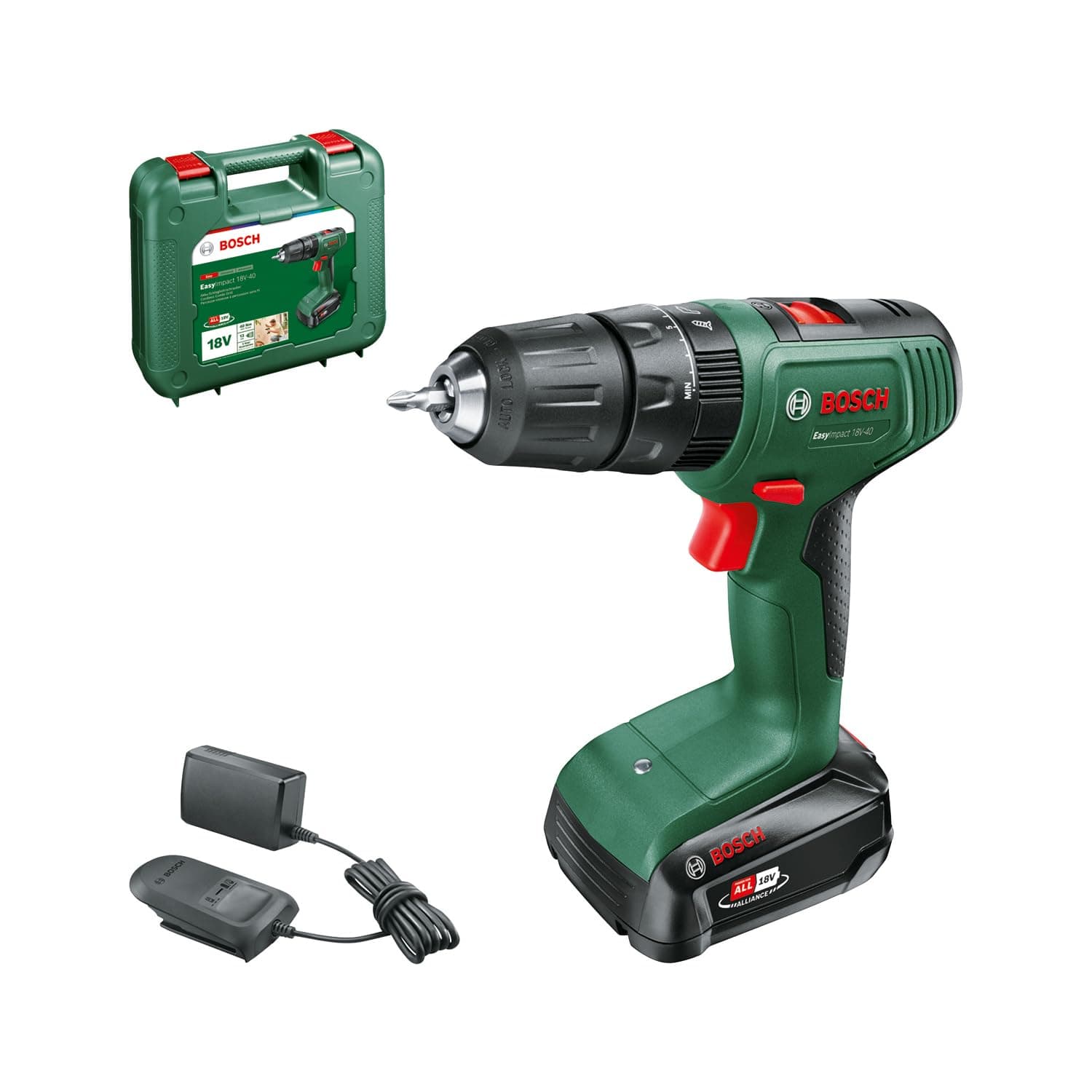 Cordless Combi Drill EasyImpact 18V-40 (1 battery, 18 Volt System, in carrying case)
