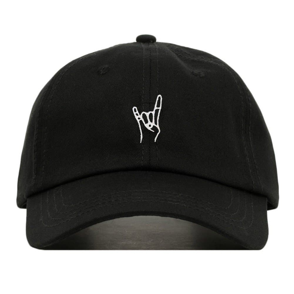Rock On Baseball Hat, Embroidered Dad Cap, Unstructured Soft Cotton, Adjustable Strap Back (Multiple Colors)