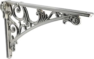 Decorative Shelf Bracket 6 inch, Brushed Nickel Brackets for Shelving, Heavy Duty Vintage, DIY Projects, Hardware Included, 4 Pack, 5.9x4.17x1.73 inch,Baroque Style