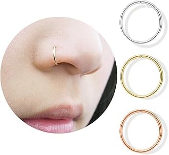 Small Thin Gold or Sterling Silver Nose Ring Hoop for Women, Tiny Nose Piercing jewelry