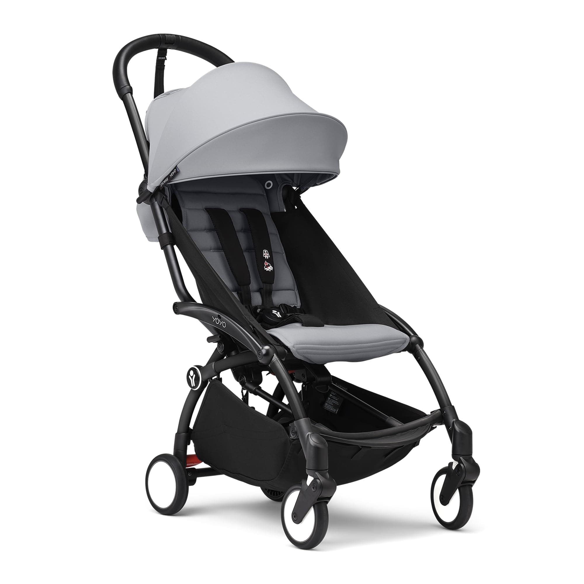 YOYO3 Stroller from 6 Months - Includes Black Frame/Stone Seat Cushion + Canopy - Folds in & Out in a Flash - Light & Compact - Carry-On Compatible
