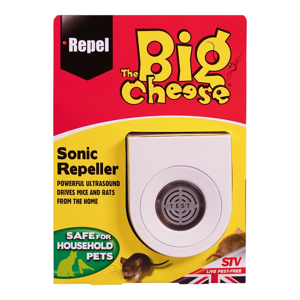 The Big Cheese Sonic Mouse & Rat Repeller Plug-In, Humane, Ultrasonic Rodent Pest Deterrent for the Home, Safe for Use Around Cats and Dogs
