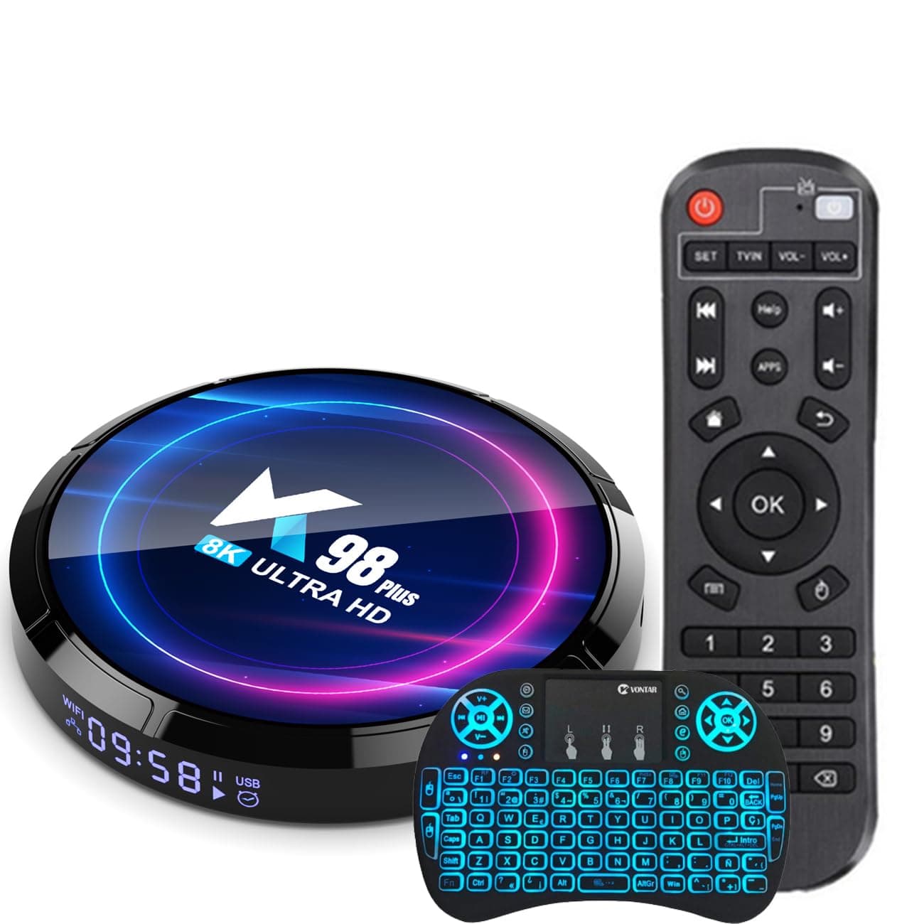 CHROX Android 13.0 TV Box,K98 PLUS Rk3528 Quad Core RAM 4GB ROM 64GB Dual Wifi 2.4G/5.8G BT4.2 4K 8K AV1 Home Smart Media Player Set Top Box with Wireless Mini Keyboard,4gb+32gb