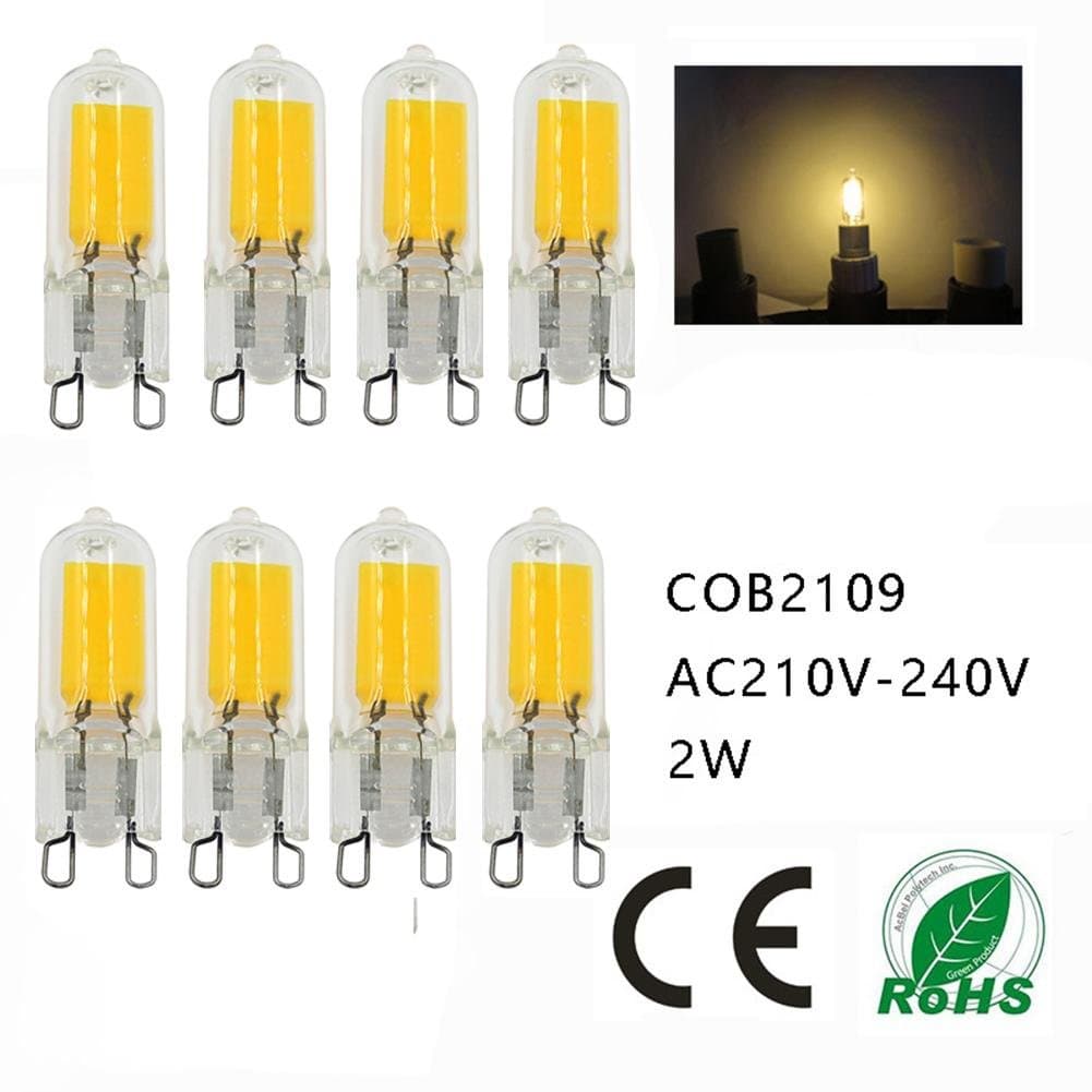 MAX-DP 8PCS - G9 LED glass rice bubble 2W COB 2109 AC110V220V Constant power drive 220-240LM 360-degree light，15*50mm , warm white [Energy Class A++]
