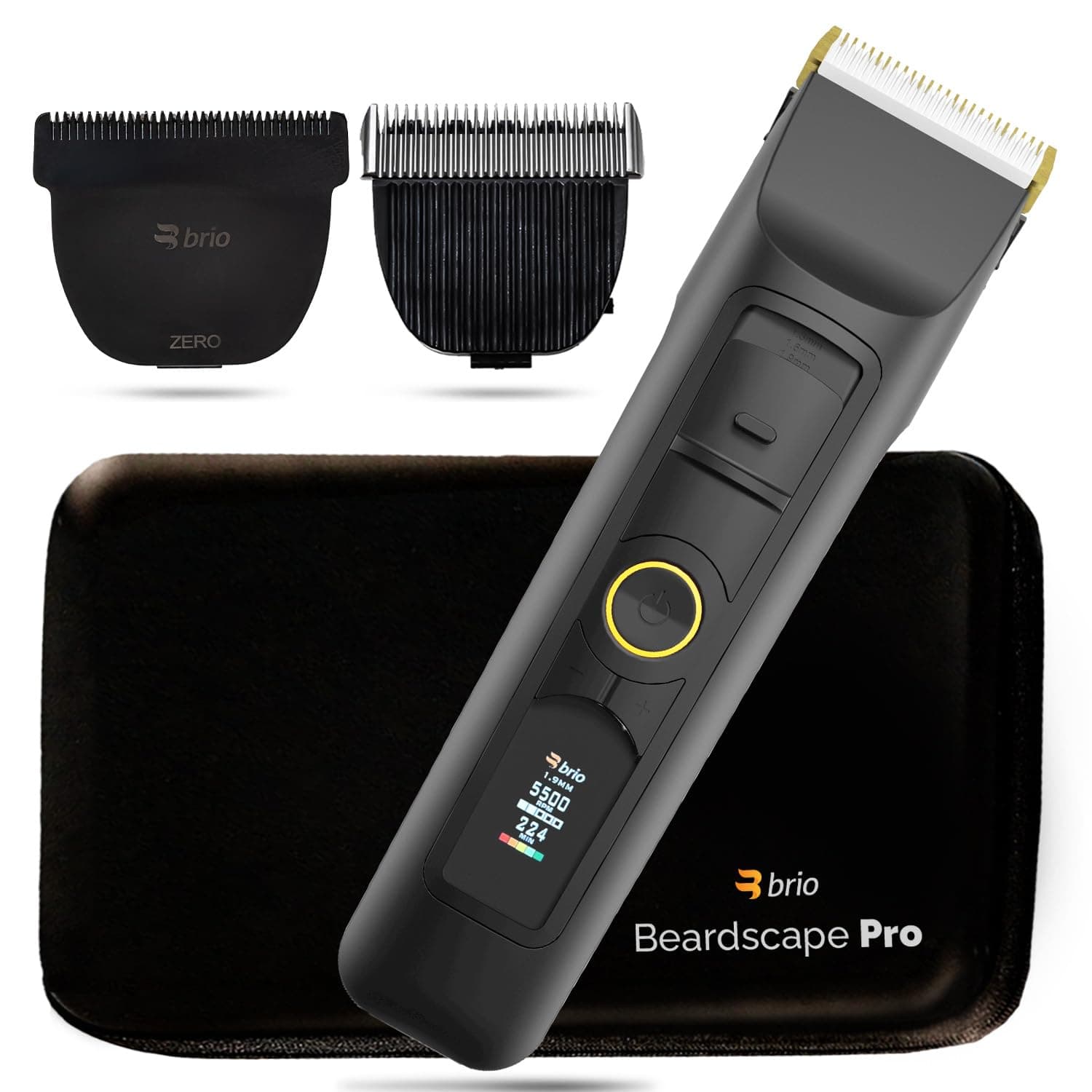 Brio Beardscape V2 Black Bundled with Zero Blade, Body Blade & Pro Travel Case, Featuring Adjustable Ceramic Blade & Length Guards, a Complete Kit for All Your Grooming Needs