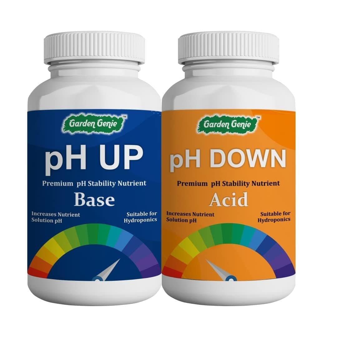 pH Up Down Solution for Hydroponic Systems, Hydroponic Solution for Indoor and Outdoor Plants, pH Adjuster Hydroponics Nutrient Solution Combo - 250 ml Each