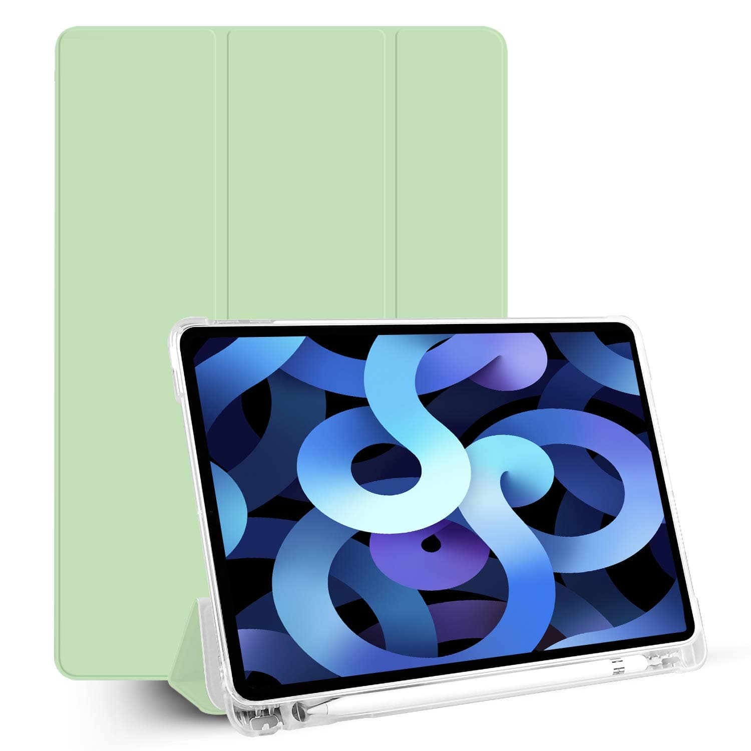 GRIPP® Rhino Shockproof Case with Dual Material Protective Rugged and 360 Degree Shock Absorbing Bumper with Pencil Holder Clear Transparent Back Shell Case for iPad Air 10.9 inch (Green)