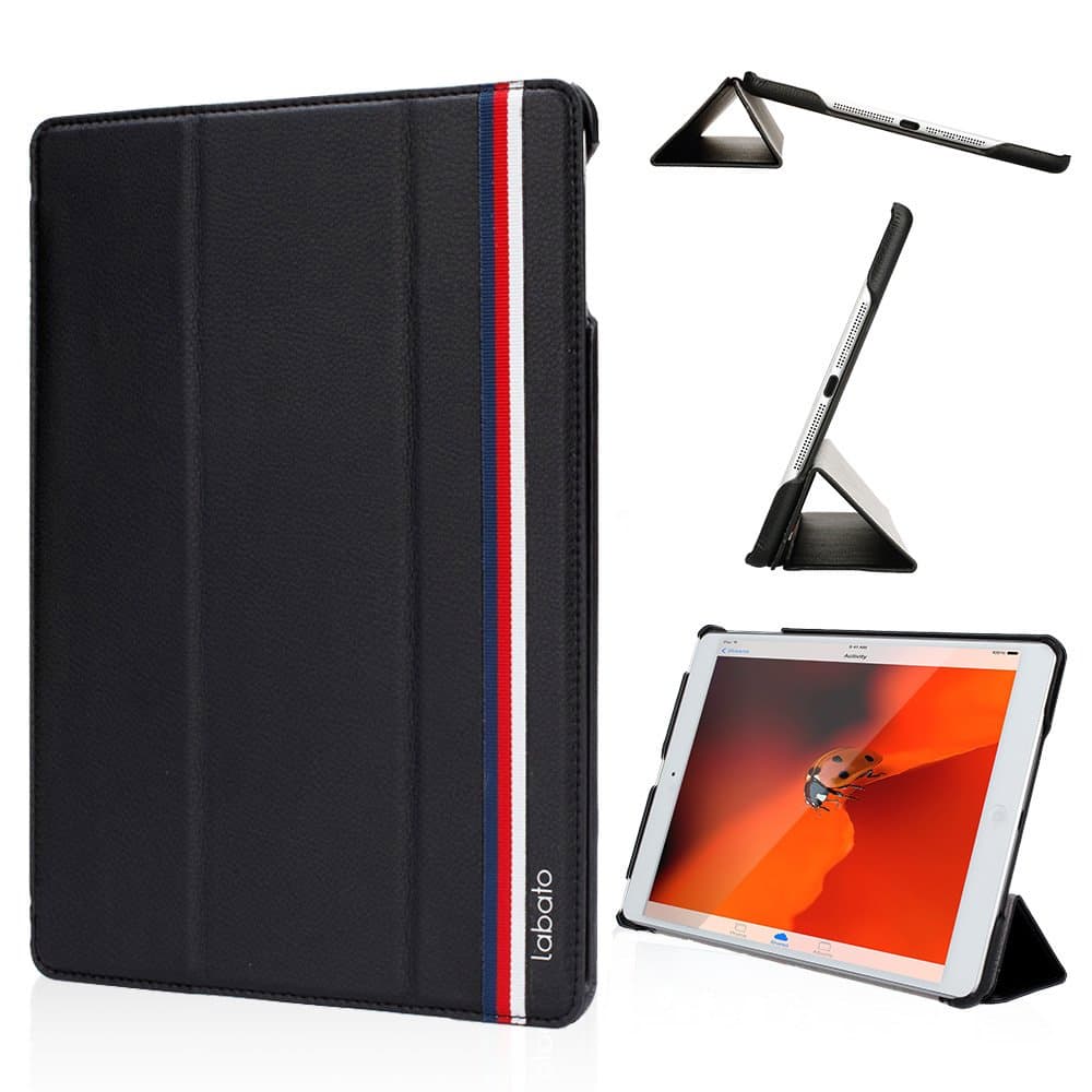 iPad Air Leather Case Buy One Get One- Flip Stand Cover and Premium Fibre Interior - Automatically Wakes and Puts the Apple iPad Air to Sleep Black Color lbt-ID5-08H10