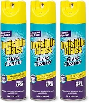 Invisible Glass 91160-3PK Premium Aerosol Glass and Window Foaming Cleaner Spray – Cleans Glass, Windows, Mirrors, Shower Doors, and More – Streak-Free, Ammonia-Free, Tint-Safe – 19 oz (Pack of 3)