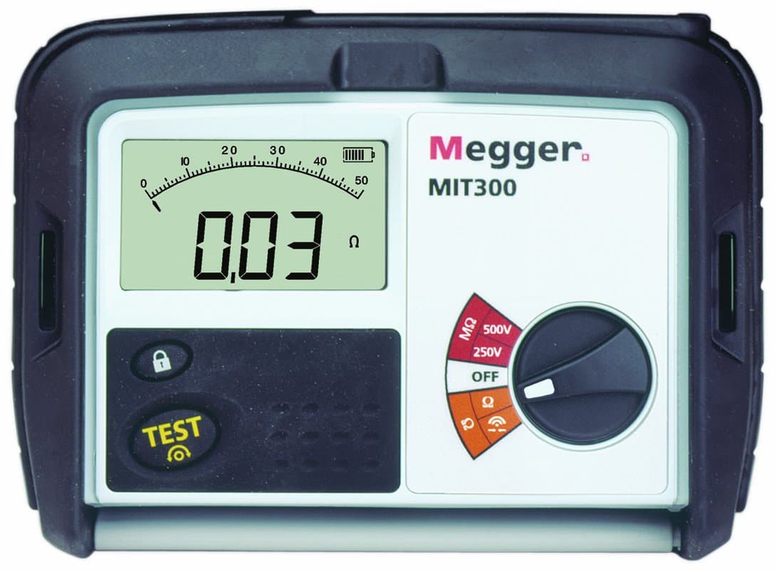 Megger MIT300 Digital/Analog Insulation Tester, 250/500 V Test Voltage