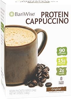 BariWise Protein Hot Drink Cappuccino Mix, Original, Low Sugar, Gluten Free, Keto Friendly & Low Carb (7ct)