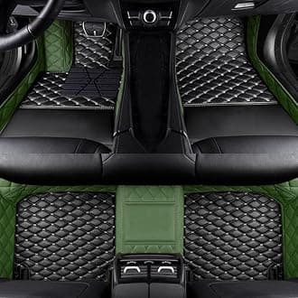 Custom Fit Car Floor Mats by SARAHS - Waterproof PU Leather Full Coverage for Most Cars, SUVs, and Trucks - Automotive Liners to Protect Vehicle Interior Floor Accessories (Black Green 2)