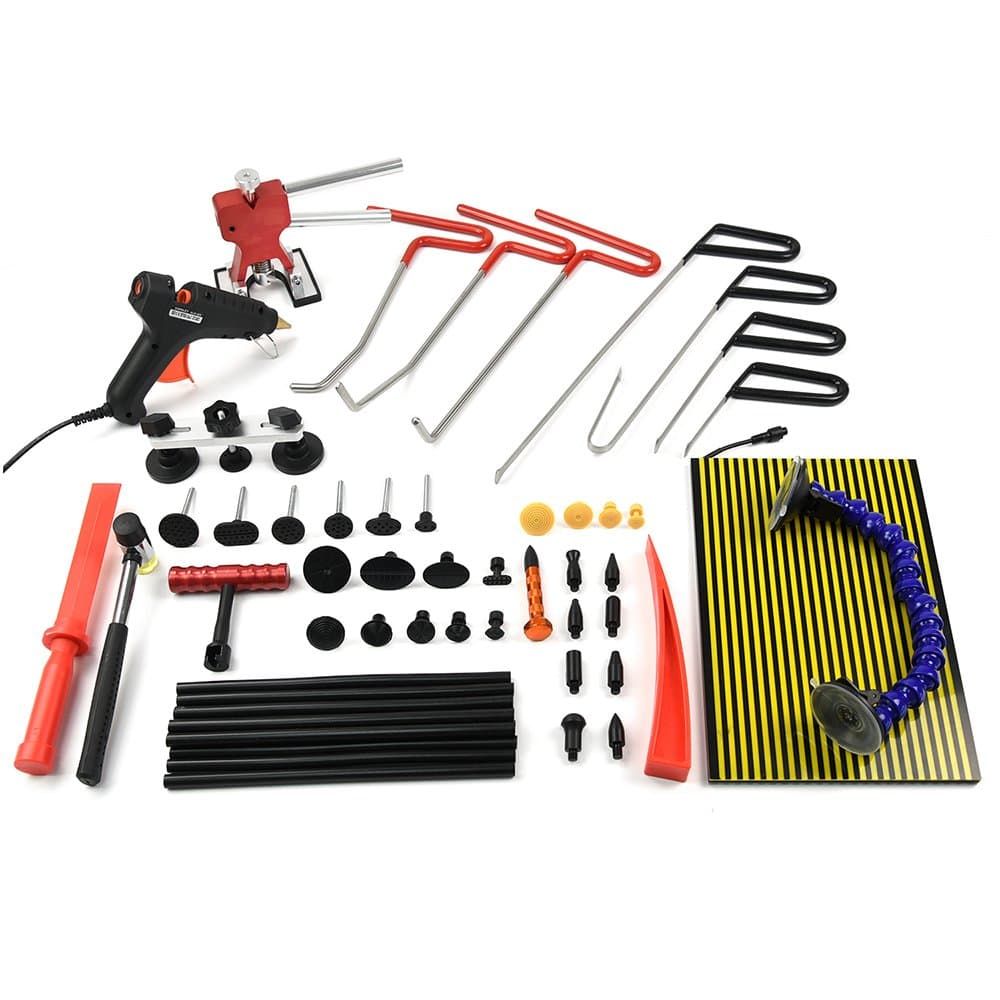 Wcaro PDR Rod Auto Body Dent Puller PDR Tools - Paintless Dent Repair Tools Car Body Dent Remover Tools Dent Removal Dent Repair Kit with LED Line Board