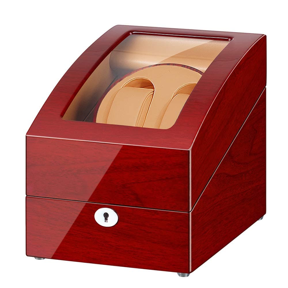 Automatic Double Watch Winder 2+3 - Watch Winder Box with Quiet Mabuchi Motor and Dual Power Supply - Luxury Wooden Storage Display Case