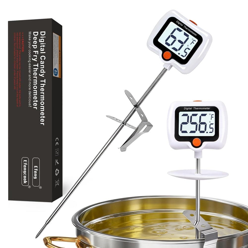 Candy Thermometer for Candy Making with Pot Clip,Best Instant Read Thermometer Digital for Cooking, Baking, Candy and Cheese Making – 10 Inch Probe, Large Rotating LCD Display, Essential Baking Tool
