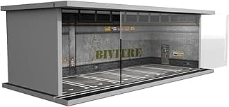 Bivitre 1/64 Diorama Display Case with LED Lights - Compatible with Hot Wheels Matchbox Mini GT Diecast Cars, for Model Car Display and Storage, Stackable Garage(Warehouse)