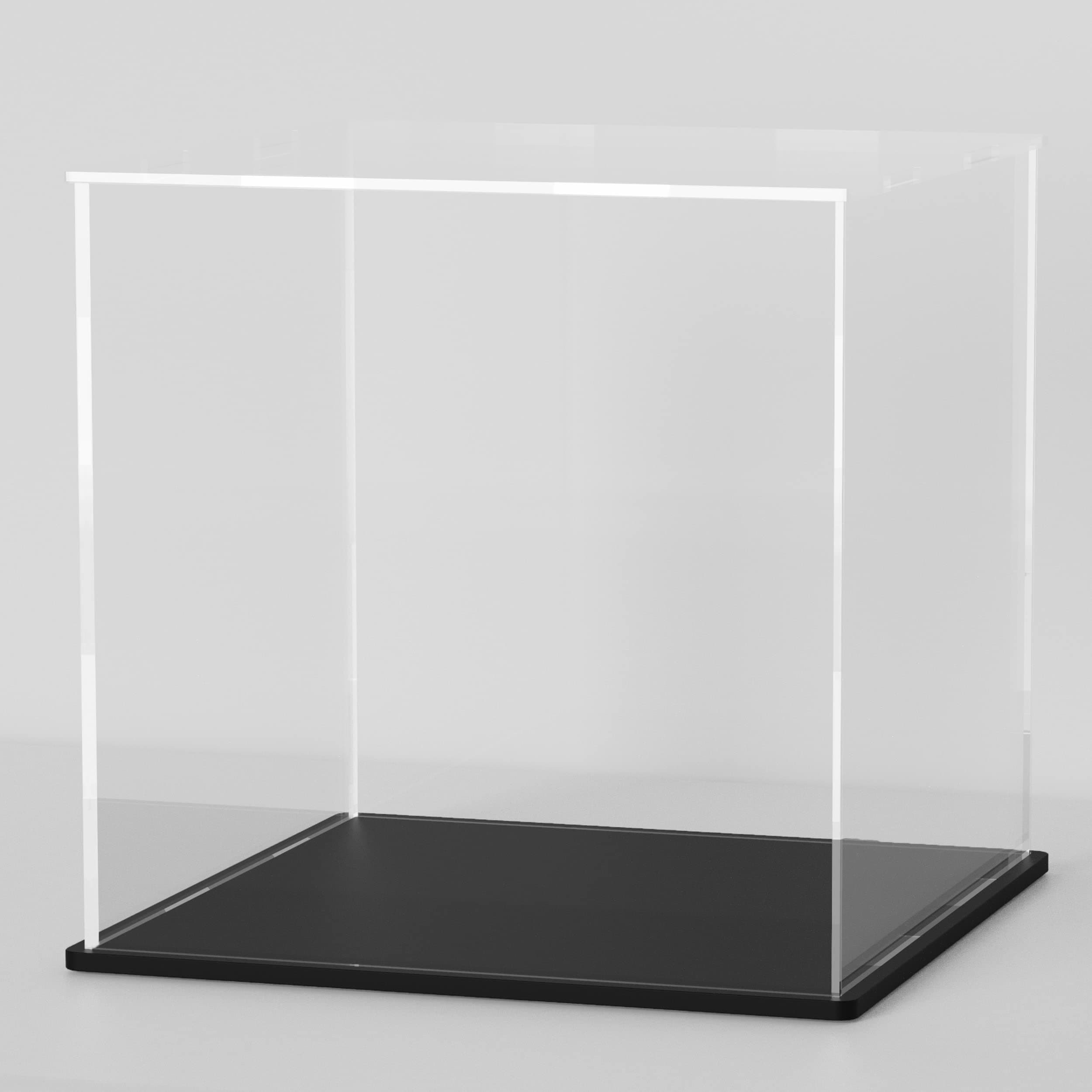 8 Inch Acrylic Case for Display, Clear Display Acrylic Box for Collectibles, Alternative Glass Case with Matt Black Stand for Display Action Figures