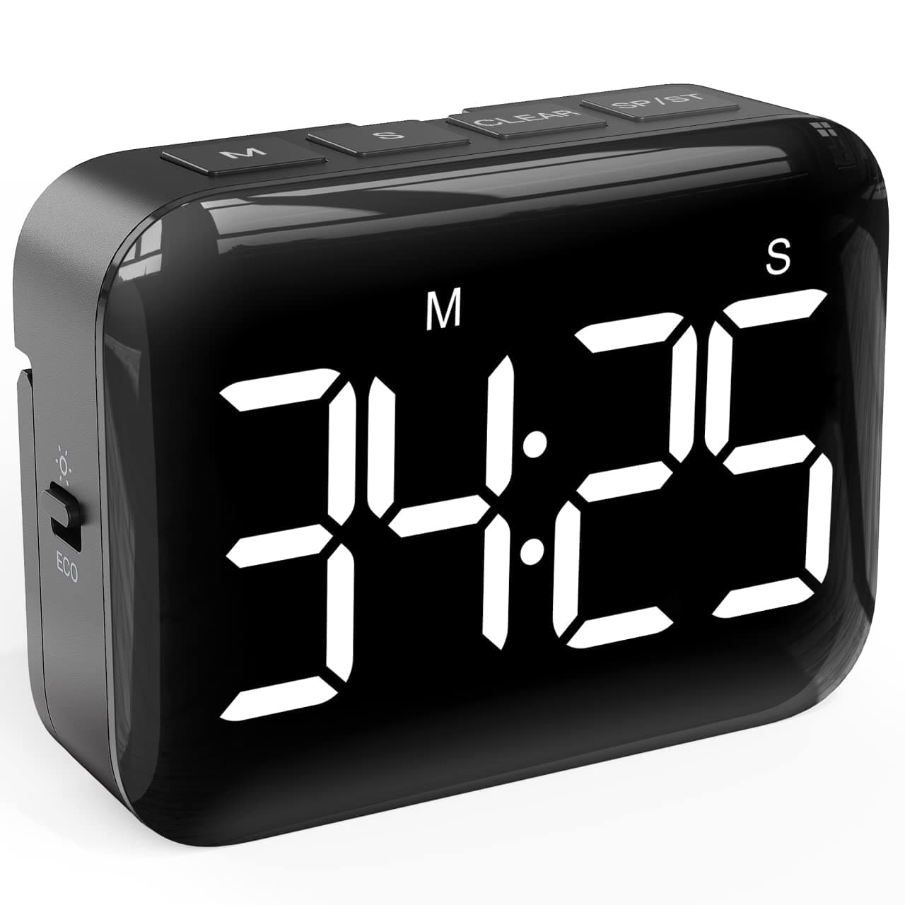 VOCOO Magnetic Kitchen Timer for Cooking with Count Up Countdown, Digital Timer Battery Powered with Large Display, 2 Brightness and Volume Levels for Classroom, Teacher, Kids (Dark Black)