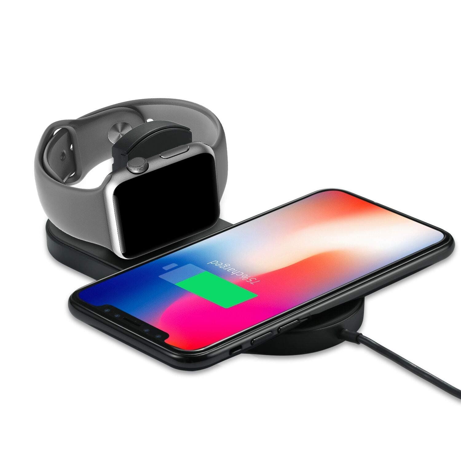 Wireless Charger Compatible for Apple Watch/iPhone, SUCONOR 2 in 1 Qi Ultra-Thin Wireless Charger Compatible for iPhone X/XS/XR/XS MAX / 8/8 Plus, Apple Watch Series 1/2/3