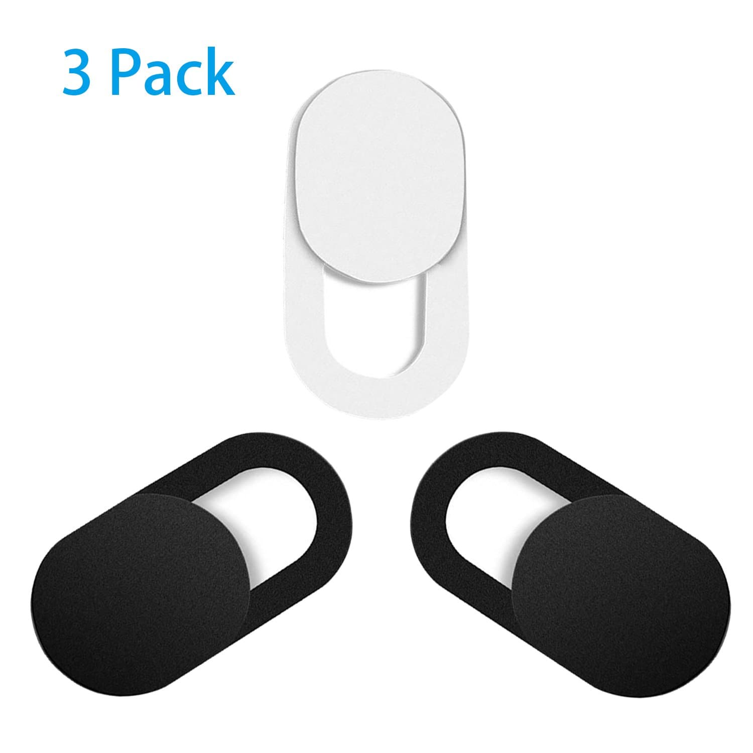 Webcam Covers (3 Pack),SmartUlife Ultra Thin 0.026 inch Premium Slide Camera Cover Blocker for Computer,Mac,iPhone,Smartphones,Surface,Security Privacy Sliding Covers(2Black+1White)